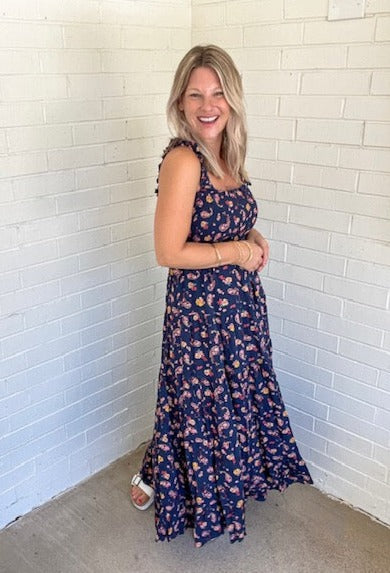 Smocked Paisley Floral Maxi Dress