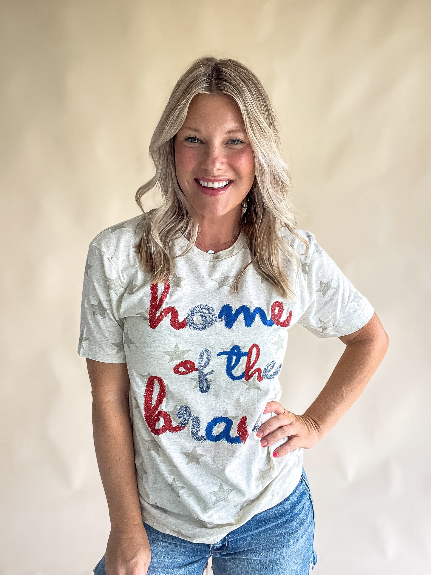 Home of the Brave Faux Tinsel Graphic Tee