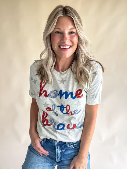 Home of the Brave Faux Tinsel Graphic Tee