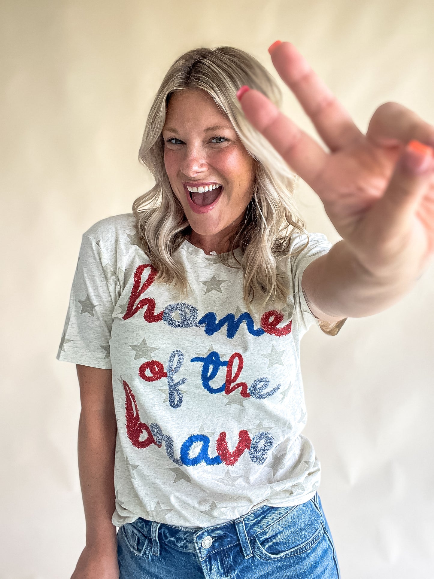 Home of the Brave Faux Tinsel Graphic Tee