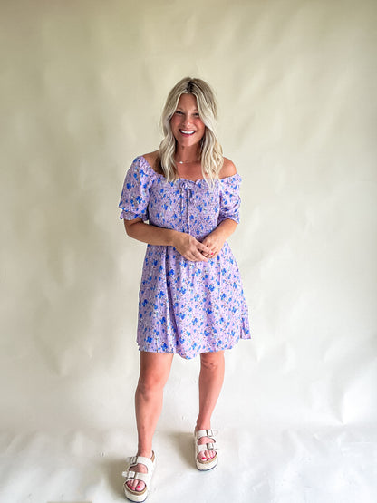 Lavender Floral Mini Dress