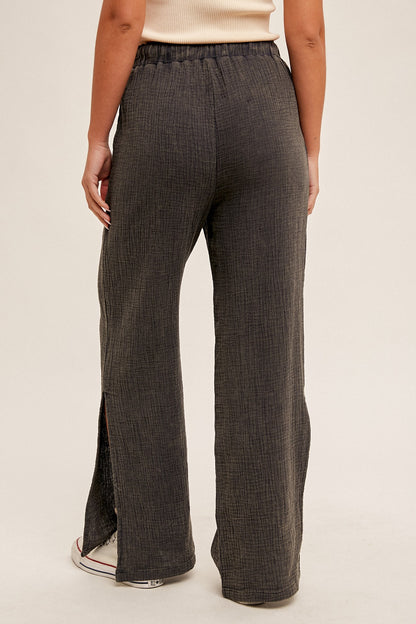 Washed Charcoal Slit Side Pants