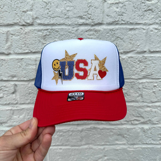 USA Faux Patch Trucker Hat