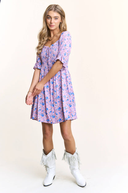 Lavender Floral Mini Dress