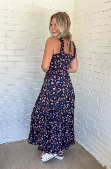 Smocked Paisley Floral Maxi Dress