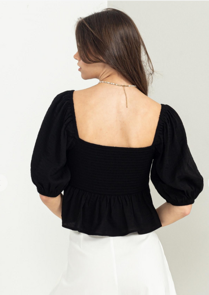 Luna Smocked Peplum Top